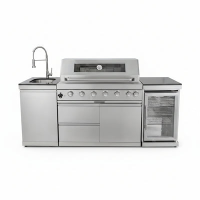 43-Inch 6-Burner Propane Grill Island with Fridge & Sink