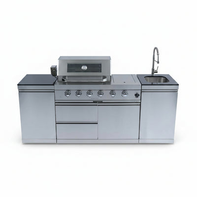 85-Inch 4-Burner Propane Grill Island with Sink & Granite