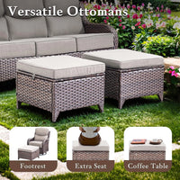6 Pieces Outdoor Patio Furniture Set with Swivel Rocker Chairs and 6" Thick Cushions,Wicker Conversation Set with Sectional Sofa Coffee Table for Porch Deck Backyard Poolside — product view 16