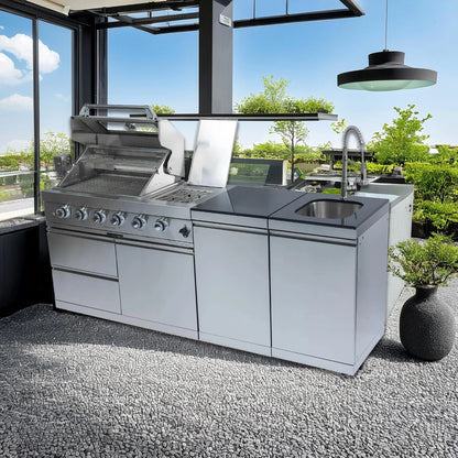 85" 4-Burner Gas Grill Island W/Sink & Granite — product view 4