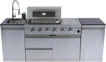 85" 4-Burner Gas Grill Island W/Sink & Granite — product view 5