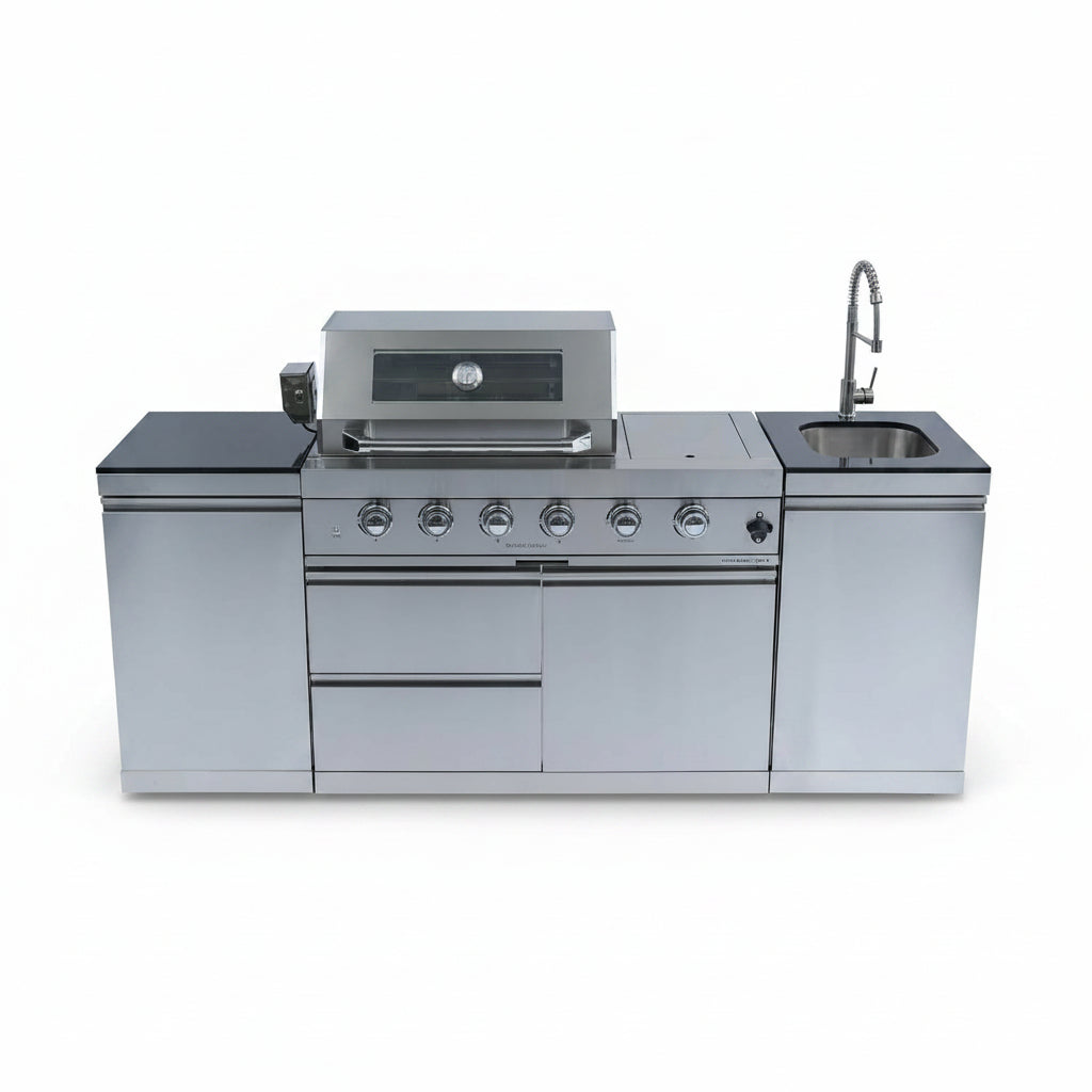 85" 4-Burner Gas Grill Island W/Sink & Granite
