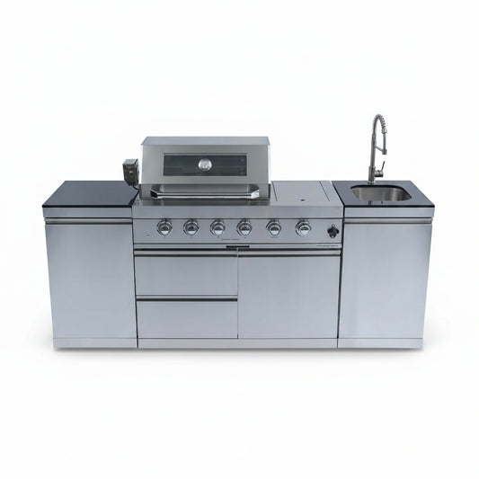 85" 4-Burner Gas Grill Island W/Sink & Granite