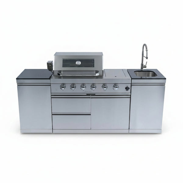 85" 4-Burner Gas Grill Island W/Sink & Granite