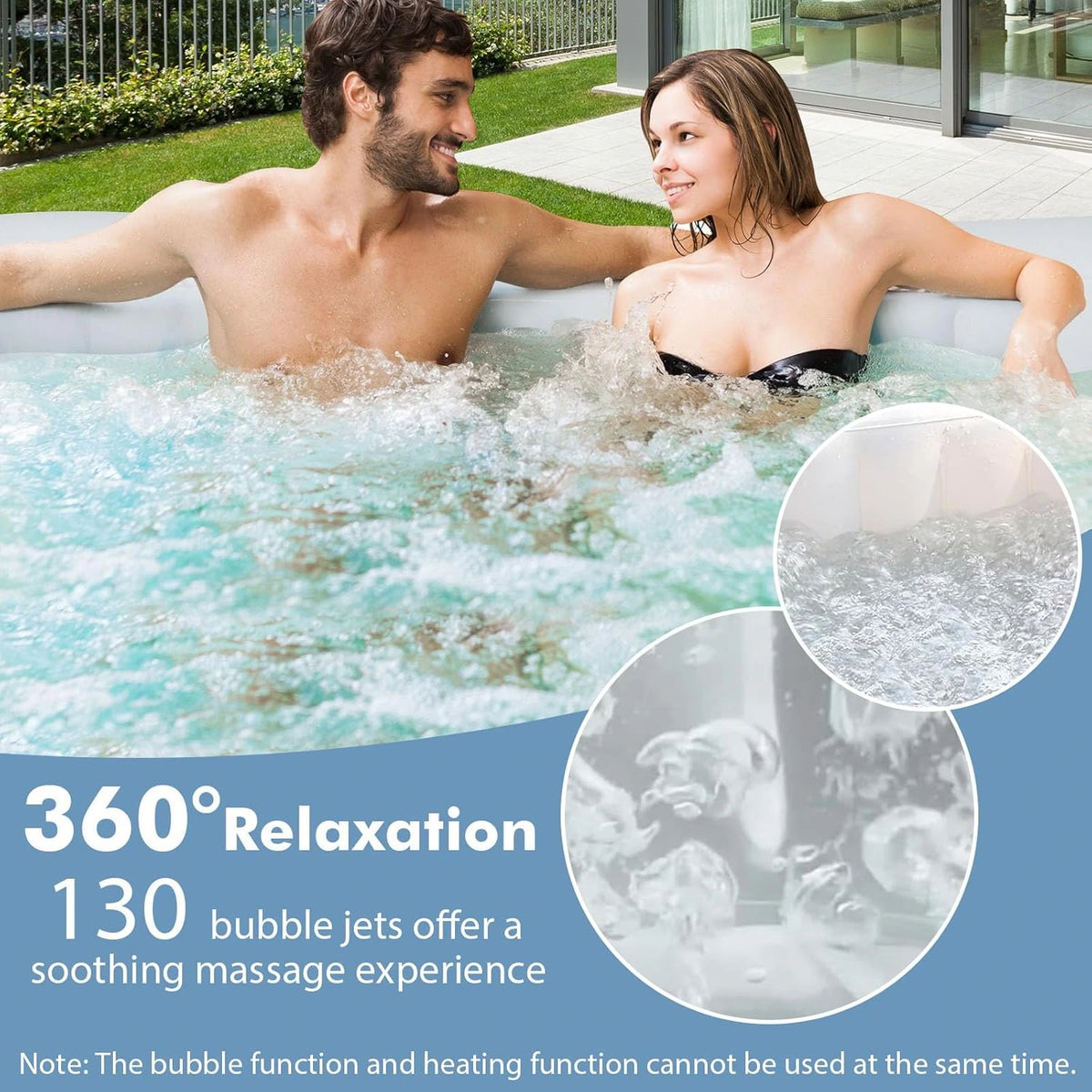 Hot Tub, Inflatable Hot Tub with 130 Soothing Bubble Air Jets, Insulated Lockable Cover, Ground Mat & Filter Cartridges, Outdoor Blow up Spa Tub for Backyard, Patio (Round, 4-6 Person) — product view 4