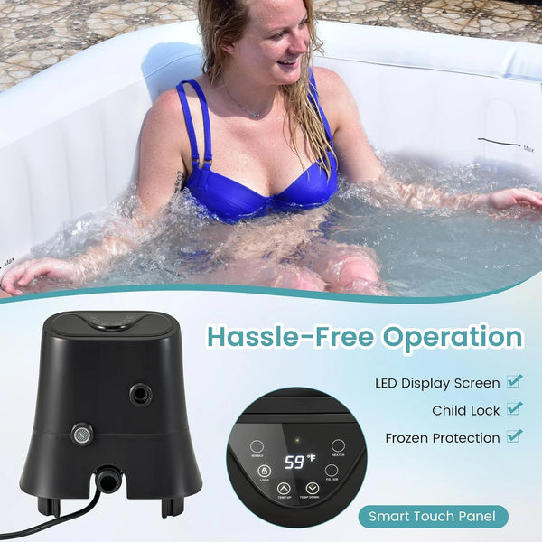 4-6 Person Rectangular Inflatable Hot Tub with 130 Air Jets