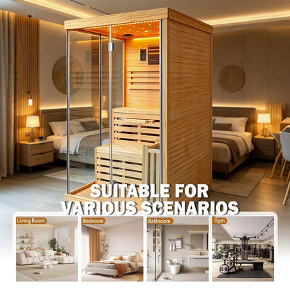 Traditional Steam Sauna,3000W 2-3 Person Indoor Sauna with LED Lights, Waterproof Speakers for Home,Living Room — product view 4