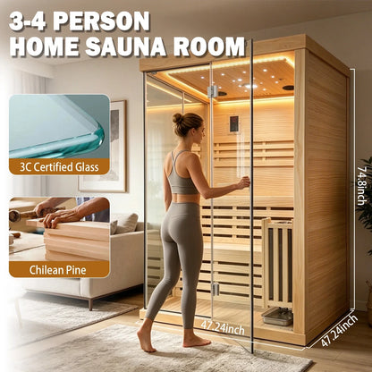 Traditional Steam Sauna,3000W 2-3 Person Indoor Sauna with LED Lights, Waterproof Speakers for Home,Living Room — product view 5