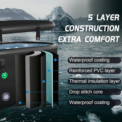 XXL Drop Stitch Ice Bath Tub for Recovery 216 Gal, Compatible with Water Chillers, Cold Plunge Tub with Insulated Lid, Multi-Layer Portable Bathtub for Cold Water Therapy(59In*32.2In*27In) — product view 5