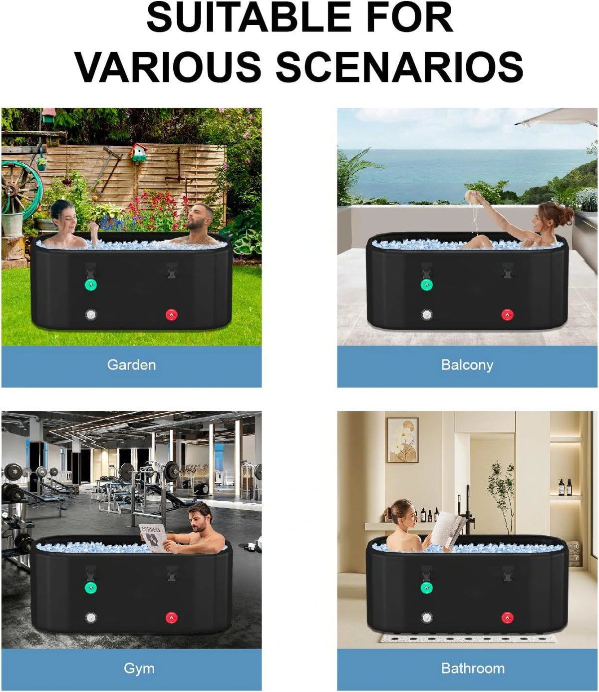 XXL Drop Stitch Ice Bath Tub for Recovery 216 Gal, Compatible with Water Chillers, Cold Plunge Tub with Insulated Lid, Multi-Layer Portable Bathtub for Cold Water Therapy(59In*32.2In*27In) — product view 8